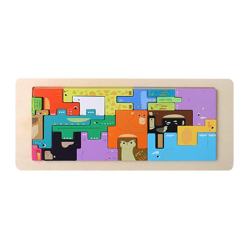 Drewniana układanka puzzle zabawki kolorowe edukacyjne przedszkole dla dzieci w wieku 3 4 5 6