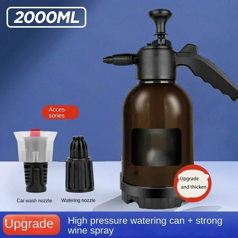 Car Wash Foam Watering Pot Manual Pneumatic 2L Household Watering Pot for Flowers Fan-shaped High-pressure Transparent Foam Pot