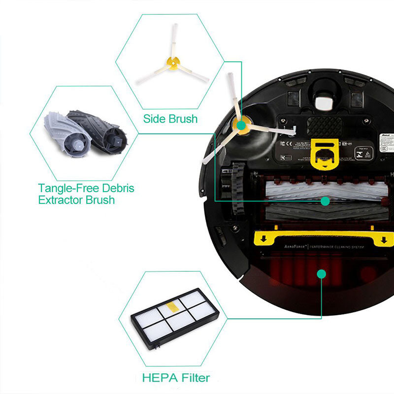 Kit de piezas de filtro Hepa para iRobot Roomba, cepillo lateral principal, serie 800, 860, 865, 866, 870, 871, 880, 885, 886, 890, 900, 960, 966, 980