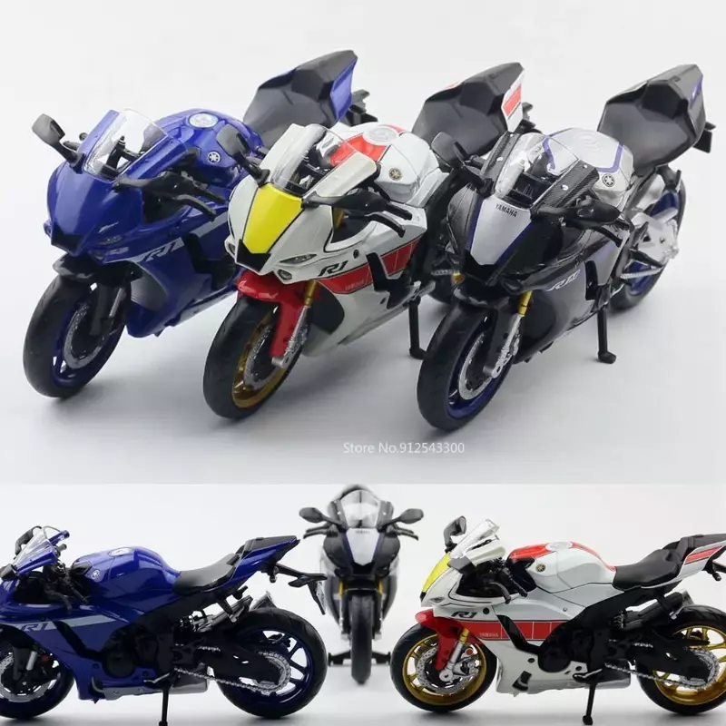 Modelo de motocicleta Yamaha YZF-R1M a escala 1:12, juguete de aleación fundido a presión, modelos de simulación, colección de ciclo de Motor, decoración, juguetes para niños, regalos