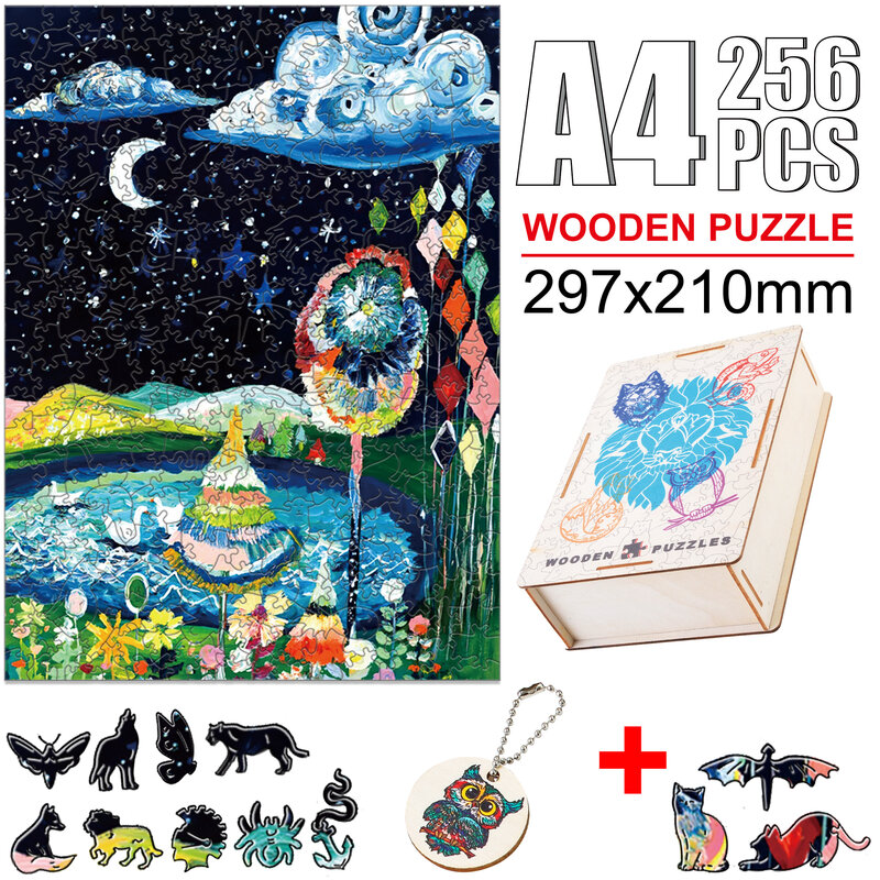 인기있는 독특한 나무 풍경 DIY 직소 퍼즐, 어린이 성인용 다채로운 우아한 모양 가족 감압 몬테소리 장난감