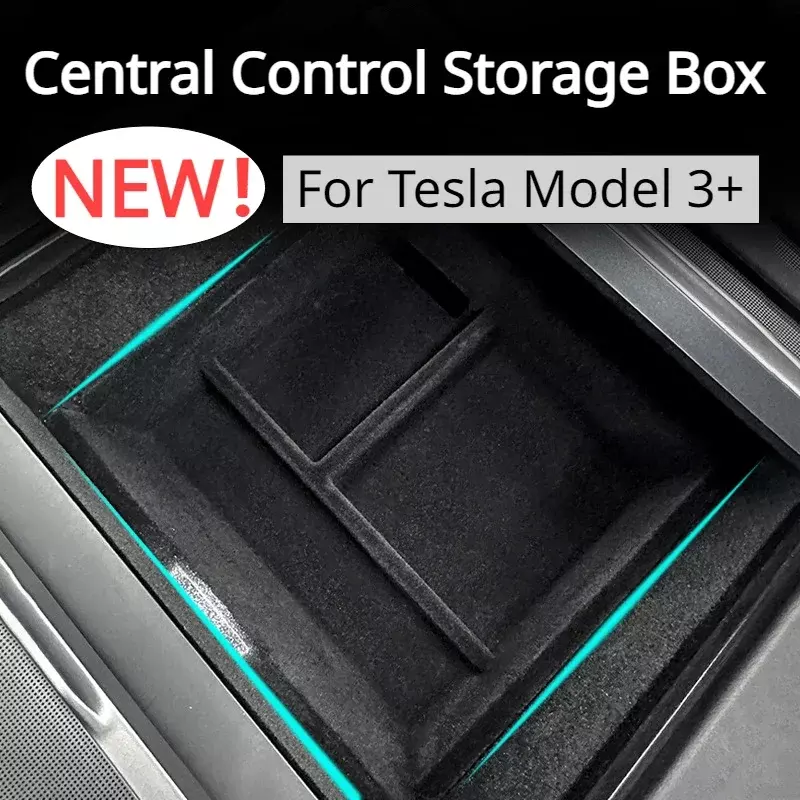 Central Control Storage Box for Tesla Model 3+ Armrest Box Hidden Storage Box Flocking New Model3 Car Interior Accessories 2024