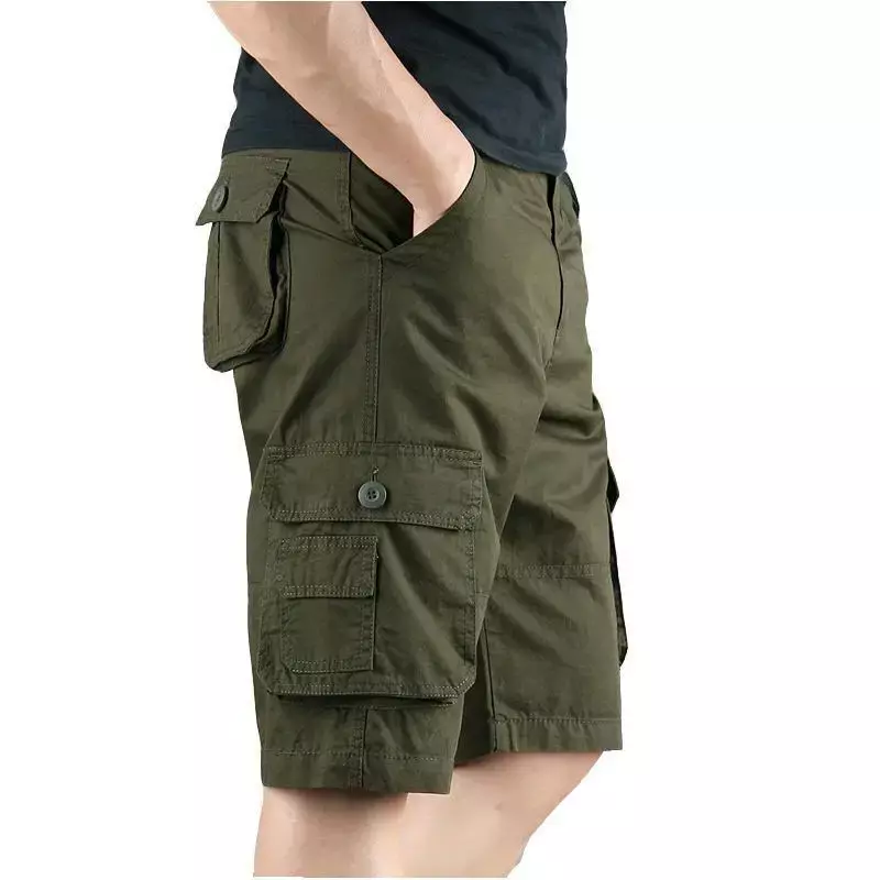 Шорты-карго мужские с несколькими карманами, удобные нейлоновые Широкие штаны, большие размеры, хаки
