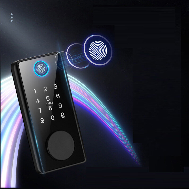 Cerrojo de seguridad inteligente para puerta delantera, cerradura biométrica con huella dactilar, contraseña, entrada sin llave, aplicación Bluetooth, Tuya
