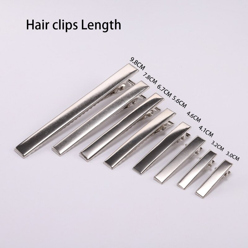 Metal Flat Single Prong Jacaré Hairpin, Base de Configuração em Branco para DIY Hair Clip, Jóias Fazendo Suprimentos, 30-55mm, 20 Pcs por lote