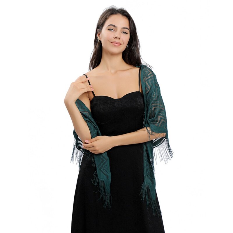 Trójkątny szalik moda w czystym kolorze koronkowa peleryna damska owijana z pustymi sukniami wieczorowymi druhna szal