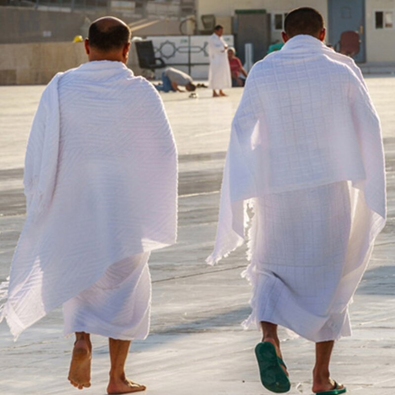 Mens Ihram ผ้าขนหนู Hajj & Umrah สีขาวใหม่ Terry Saudi Desert ชุด