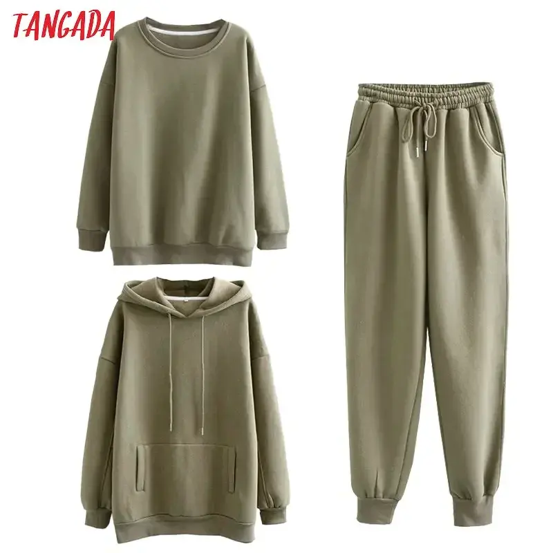 Tangada 2022ผู้หญิงคู่เสื้อขนแกะขนแกะผ้าฝ้าย100% Amygreen ขนาดใหญ่ Hood Hoodies เสื้อ SD60
