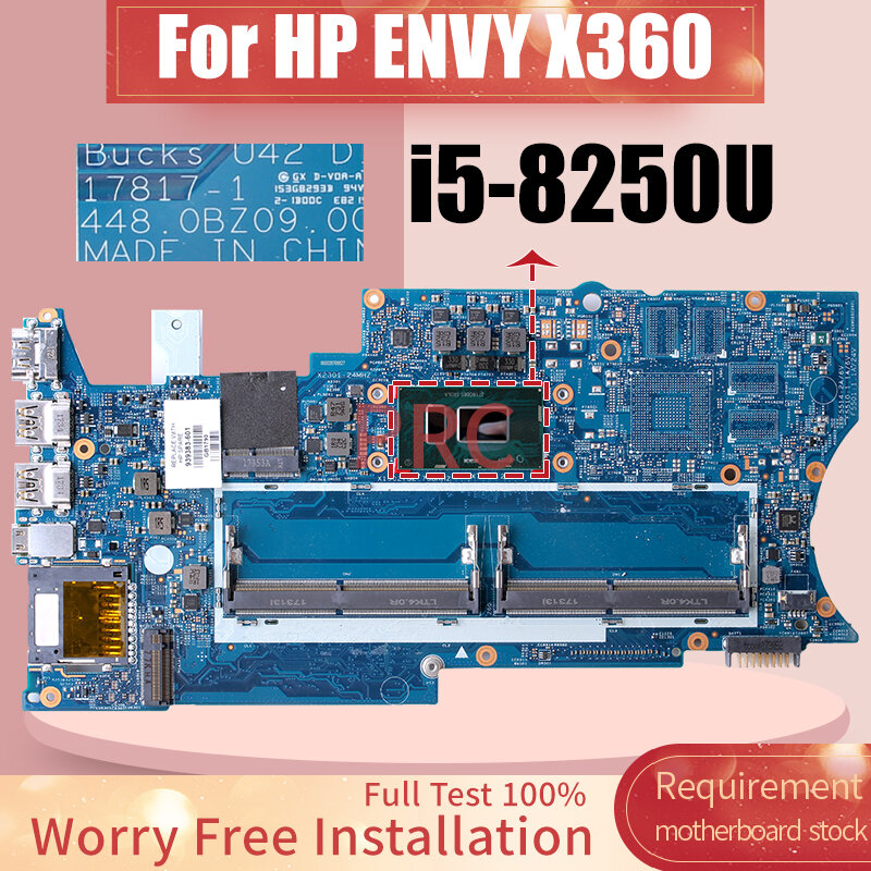 Placa-mãe portátil para HP ENVY, Notebook Mainboard, 17817-1, SR3LA, i5-8250U, 939383-601