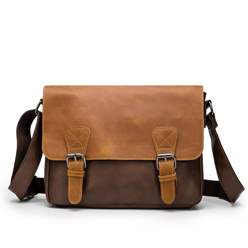 Fashion PU Leather Messenger Bag Male Leather Shoulder Crossbody Bag Men Casual Sling Leisure Work Travel Bag Briefcase Bolsa