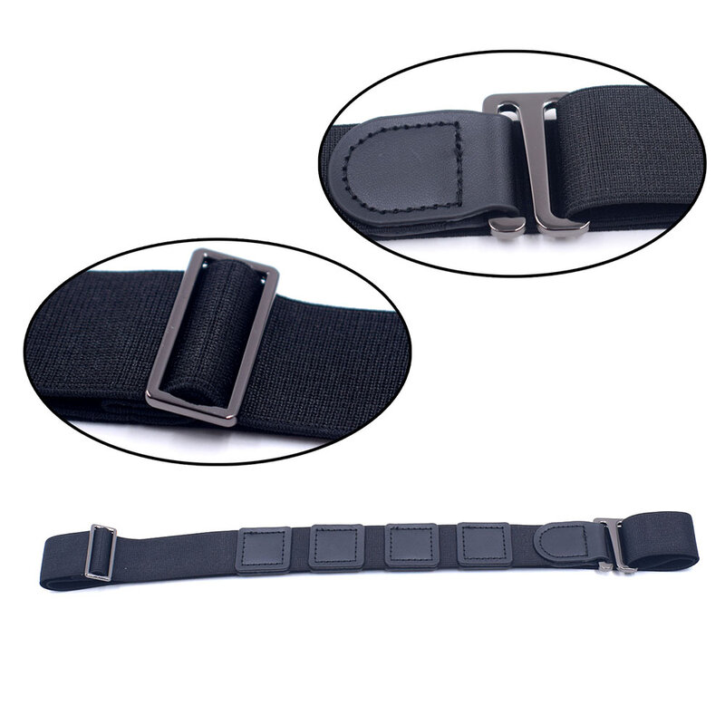 Cinturón de camisa negra para hombres y mujeres, correa elástica ajustable, antideslizante, a prueba de arrugas, con bloqueo
