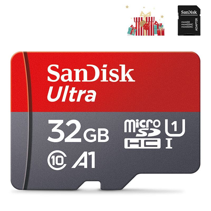 SanDisk-Cartão Micro SD Original com Adaptador, Cartão de Memória TF, 32GB, Classe 10, Microsd 32GB