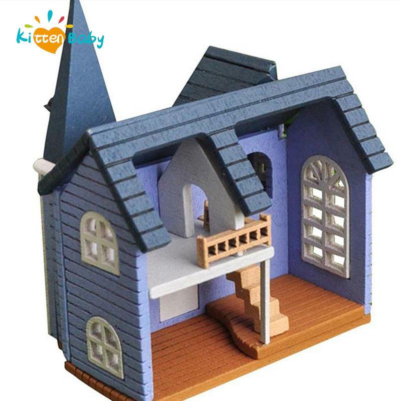 1 Buah 1:12 DIY Miniatur Rumah Boneka DIY Kit Rumah Boneka Fantasi Kota Perakitan Kerajinan Tangan Rumah