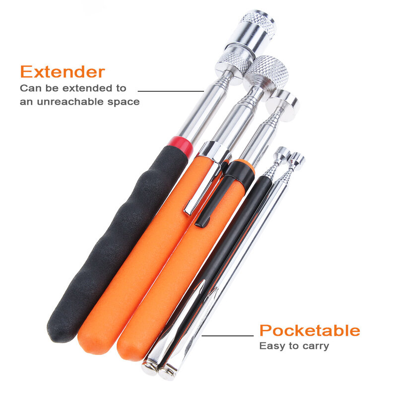 Telescopic Magnetic Pen with Light Portable Magnet Pick-Up Tool Extendable Long Reach Pen Tool for Picking Up Screws Nuts Bolt