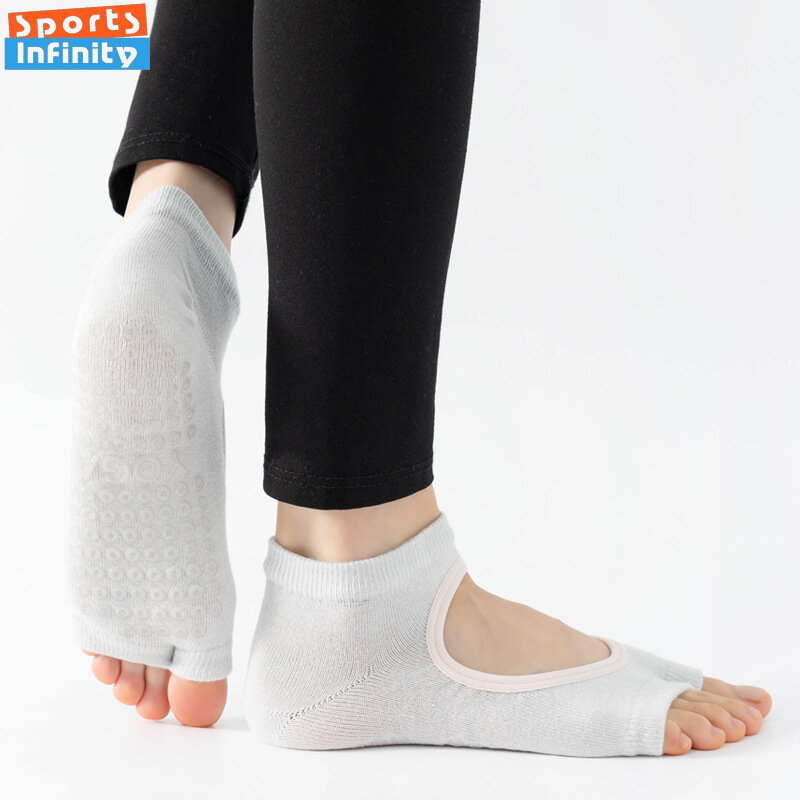 Calzini da Yoga senza schienale con punta divisa calzini da Pilates professionali traspiranti in cotone da donna per calzini sportivi Fitness da ballo Indoor
