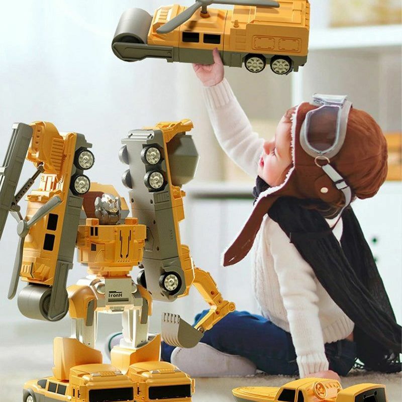 Deformacja magnetyczna Robot Engineering Car koparka betoniarka wielofunkcyjna kombinacja zabawka Robot dla dzieci