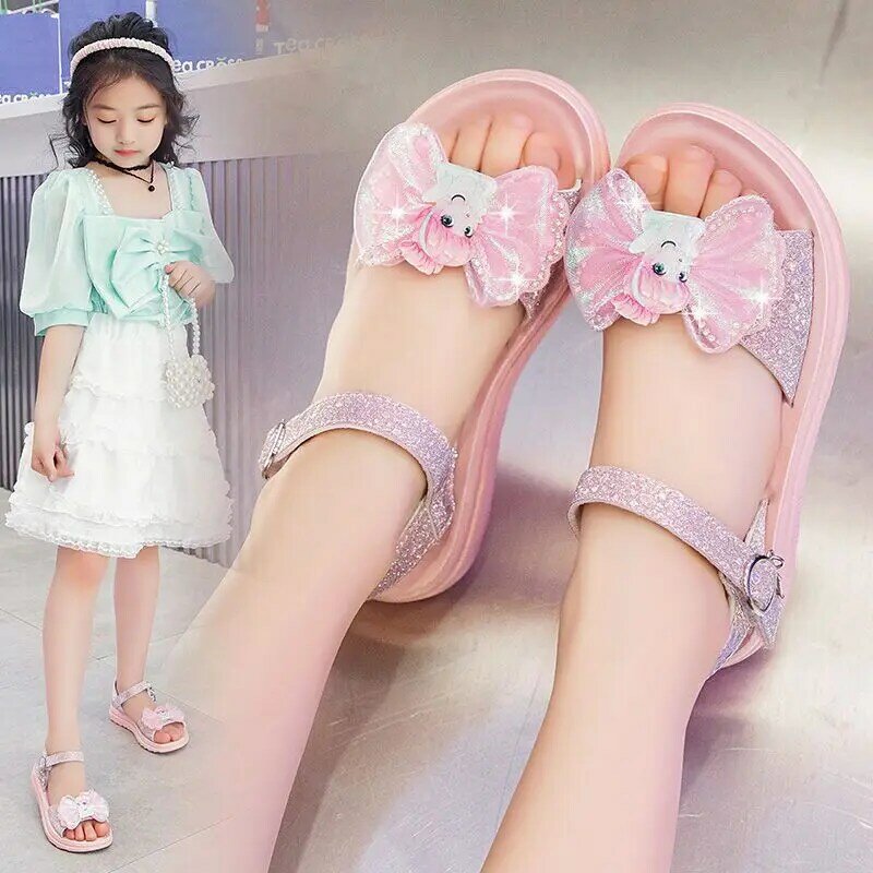 حذاء ديزني الأميرة للطفلة الصغيرة ، صندل الأميرة ، إلسا ، فراشة ، رقص ، تنفس ، موضة ، جديد ، صيف