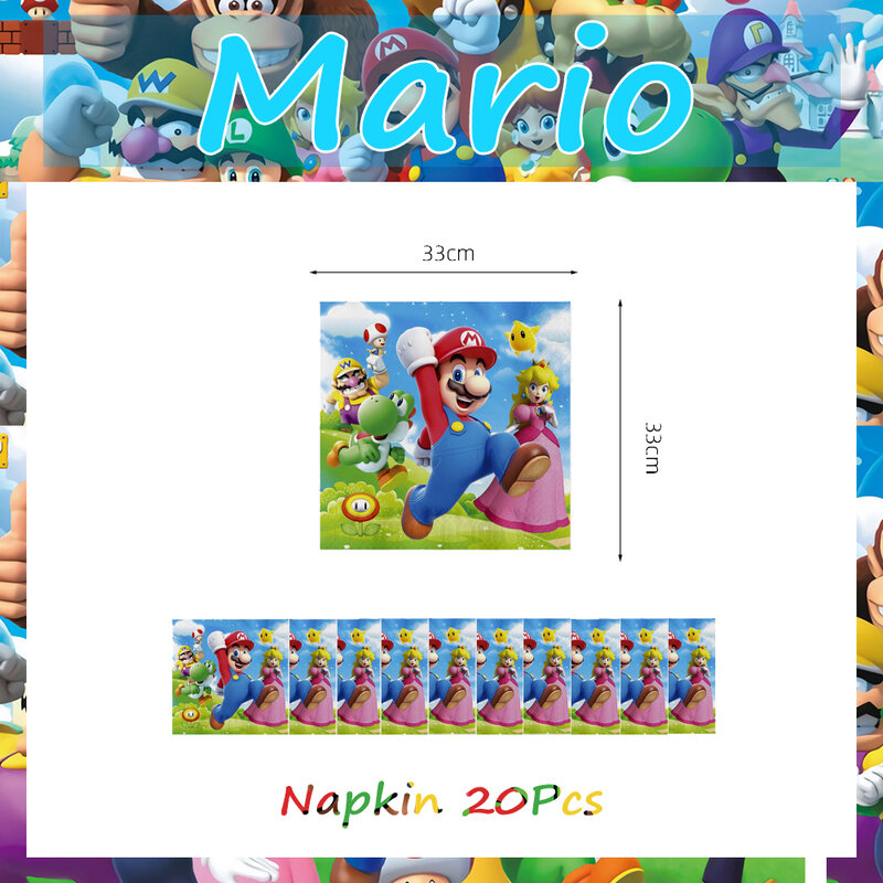 Marioed Super Bros Event Party Supplies Party Tableware Full Sets Children's Birthday Party Decoration Banner Plates Tablecloth
