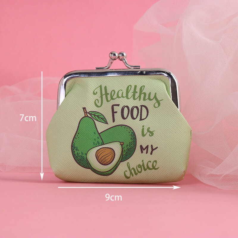 Cartoon awokado torebek na monety damskie Mini wymiany portfele dziewczęce portfel portmonetka dzieci na suwak mała torebeczka kieszenie na klucze