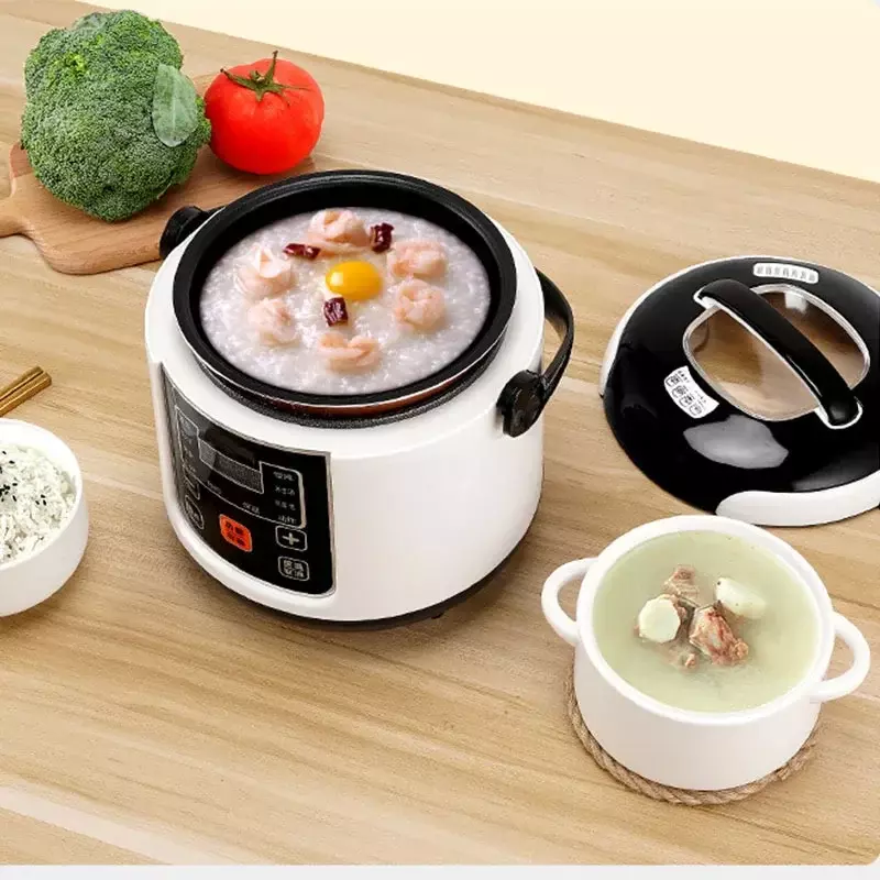 2L Mini Car Rice Cooker 12V 24V Truck Soup Porridge Cooking Machine Food Steamer Electric Heating Lunch Box Meal Heater