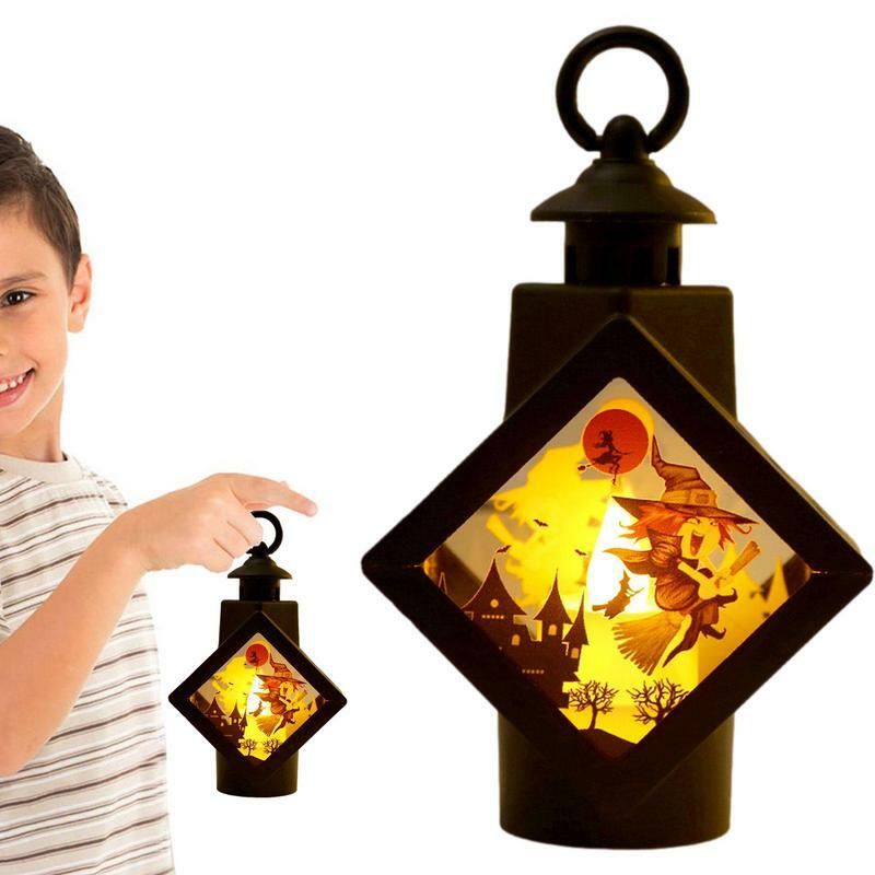 Lanterna Decorativa de Halloween Velas LED Lanternas portáteis vintage Ao ar livre, interior, Home Decor, Adereços de terror Decoração de mesa