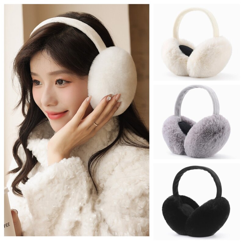 Women's Winter Plus Velvet Thickened Earmuffs Warm Plush Windproof Earmuffs Removable and Washable Foldable Fluffy Ear Warmers
