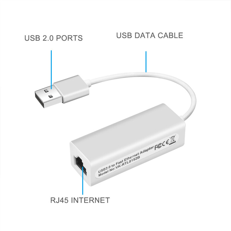 USB Ethernet Adapter karta sieciowa 2.0 do RJ45 100Mbps LAN kabel do laptopa MacBook wygraj 98SE mnie 2000 XP Vista 7