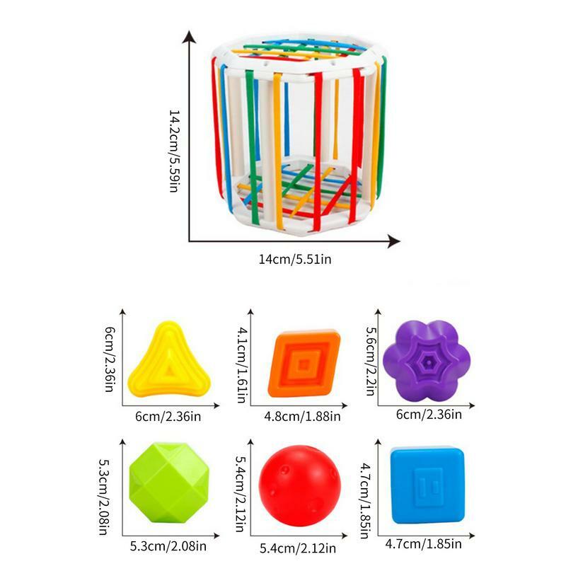 Mainan penyortir bentuk kotak sensor mainan sensorik kubus oktagon otak pintar 6 buah mainan bentuk multisensor anak laki-laki 1-2 tahun