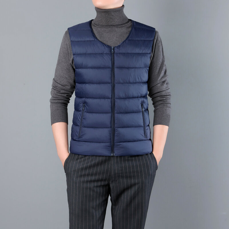 Осенне-зимняя модная новинка 2023 года, верхняя одежда с хлопковой подкладкой, жилет, пуховик без рукавов, Мужская свободная флисовая куртка, L146