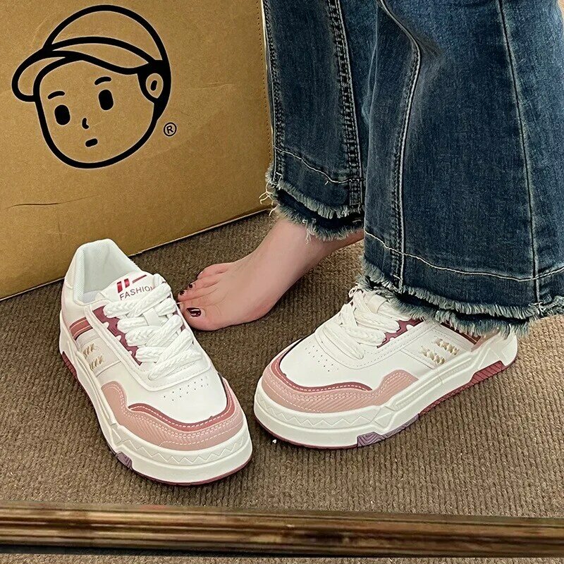 Thick soled small white shoes for women's shoes, 2024 new autumn casual sports shoes, height increasing and fashionable outdoor