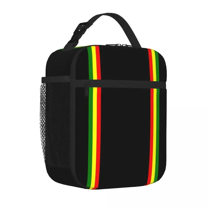 Rasta Stripe Rasta Color Pattern Insulated Lunch Bags Picnic Bags Thermal Cooler Lunch Box Lunch Tote for Woman Children School