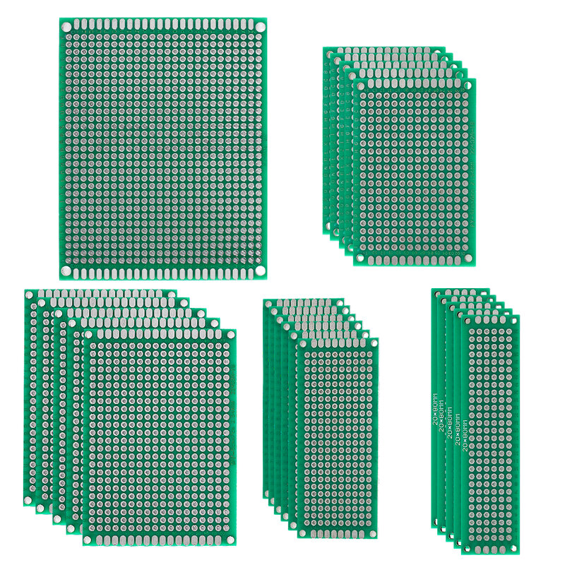 31 sztuk 2x8 3x7 4x6 5x7 7x9cm dwustronne zestawy płytka obwodu drukowanego, stanowią podstawę dla elektronicznej płyty prototypowej diy