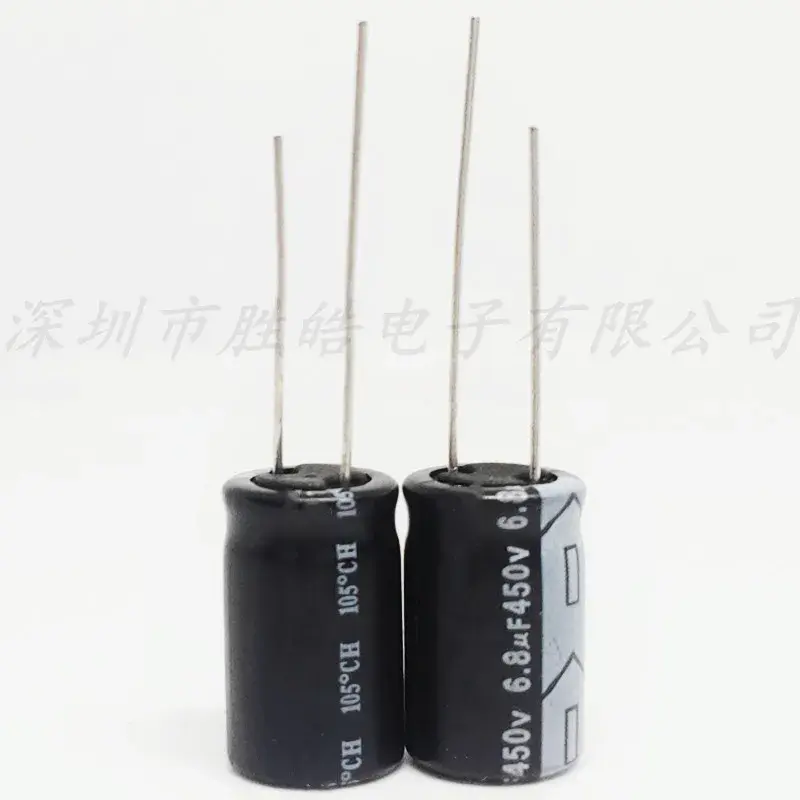 (10PCS) 450 v6.8uf objętość: 10x1 6 aluminiowe kondensatory elektrolityczne wysokiej jakości prosta wtyczka