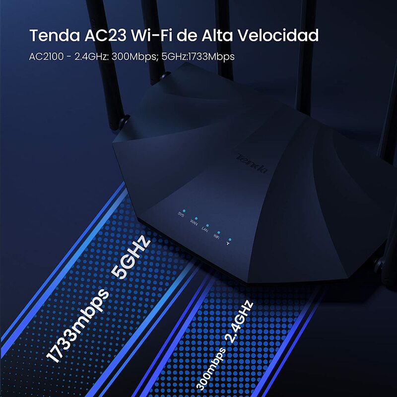 Tenda – routeur Wi-Fi sans fil AC23, 2.4/5Ghz, extension de la portée avec 7 antennes externes 6dbi, amplificateur de signal pour une couverture étendue