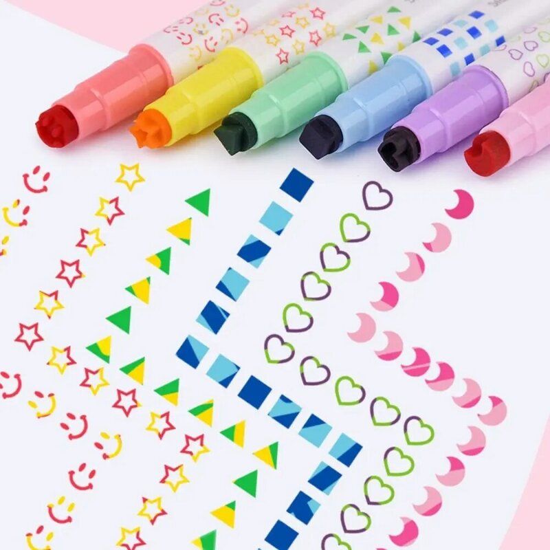 Meervoudige Vormen Curve Marker Pen Bloemvormige Dubbele Kop Verkleuren Fluorescerende Pen Uitwisbare Kunst Tekengereedschappen Kunst Briefpapier