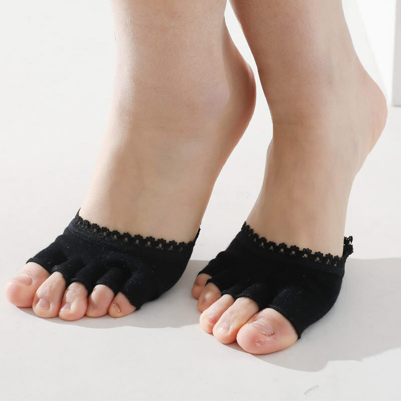 Avampiede Pad cinque dita tacchi alti mezze calze resistenti all'usura pizzo pizzo calzino invisibile calli calli cura del dolore ai piedi per le donne uomo