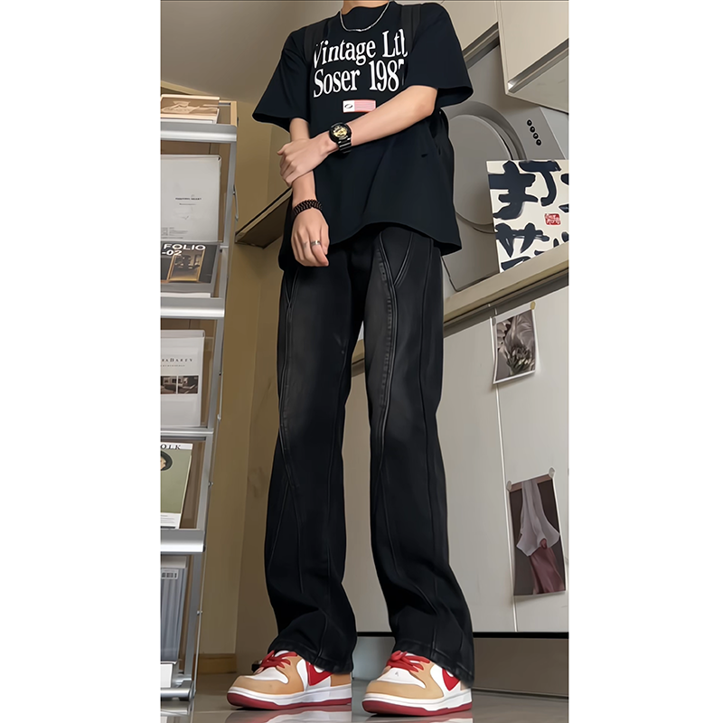 Schlanke Hosen American High Street Micro gespleißte Jeans Herren Hipster Marke Plankton gerade Hosen