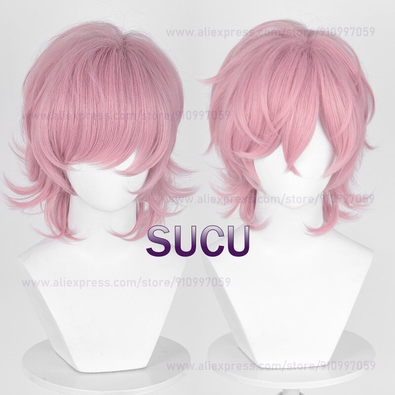 Anime Ayato Yuri Cosplay Wig 40cm Short Pink Hair Heat Resistant Synthetic Hair Halloween Party Wigs + Wig Cap