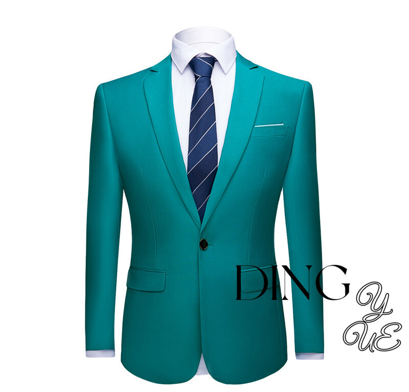 Jaket pria jas kerja karir bisnis mode tampan mode Inggris kualitas tinggi blazer empat musim berkancing sebaris