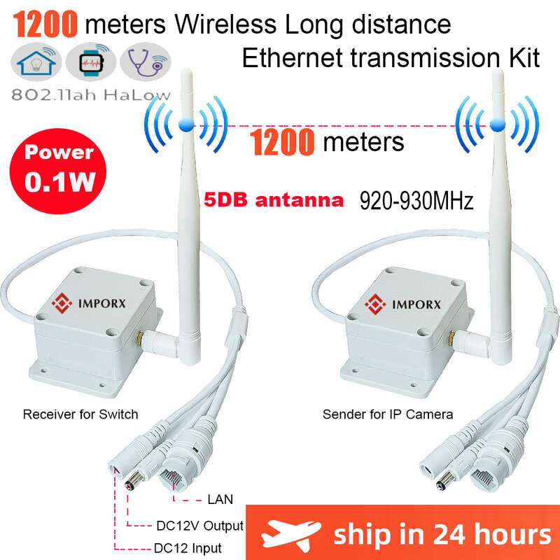 Transmisor Inalámbrico AP de larga distancia, 1,2 KM, WIFI, receptor emisor para 4MP, 5MP, 8MP, cámara IP PTZ, equipo Ethernet