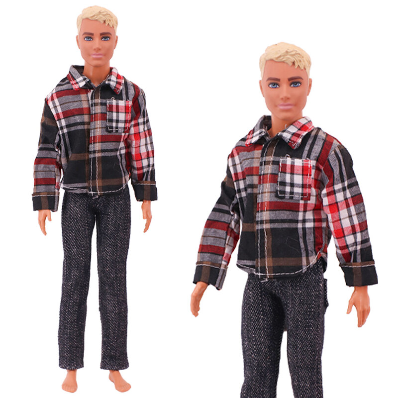 Kaus Pakaian Boneka Ken Buatan Tangan + Celana untuk Aksesori Gaun Barbie Mainan Pakaian Sehari-hari Fashion untuk Hadiah Ulang Tahun Anak Perempuan