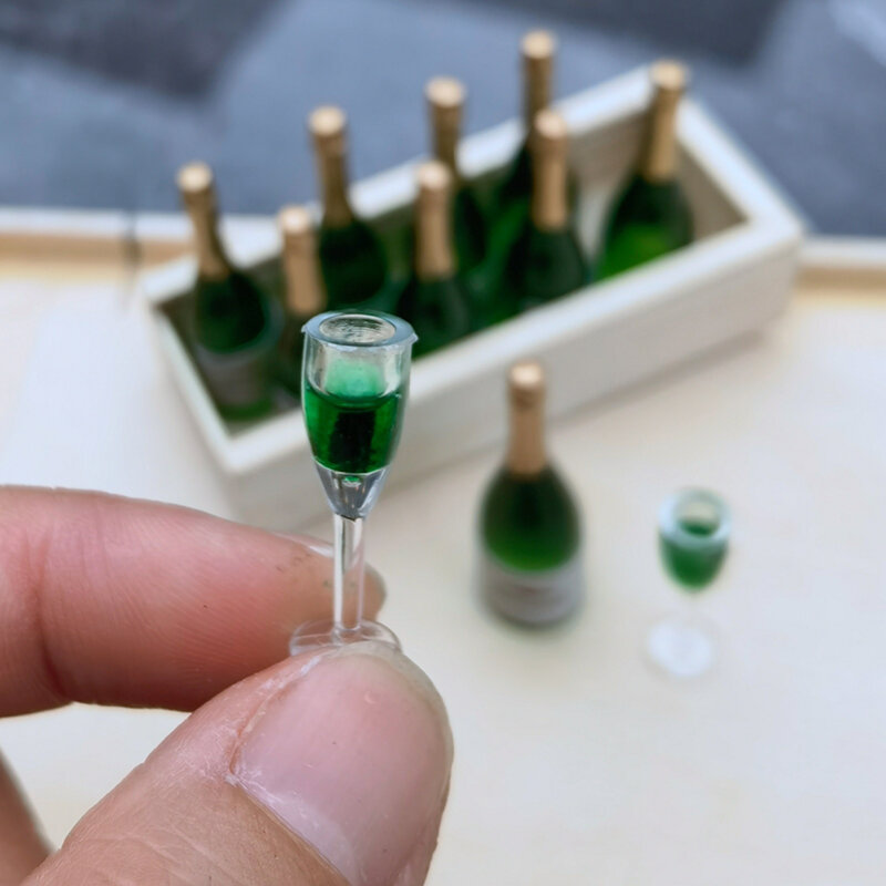 2/3/4 sztuk ręcznie domek dla lalek miniaturowe butelki wina szampana butelki do napojów 1/12 skala Mini Bar Pub sceny z życia akcesoria