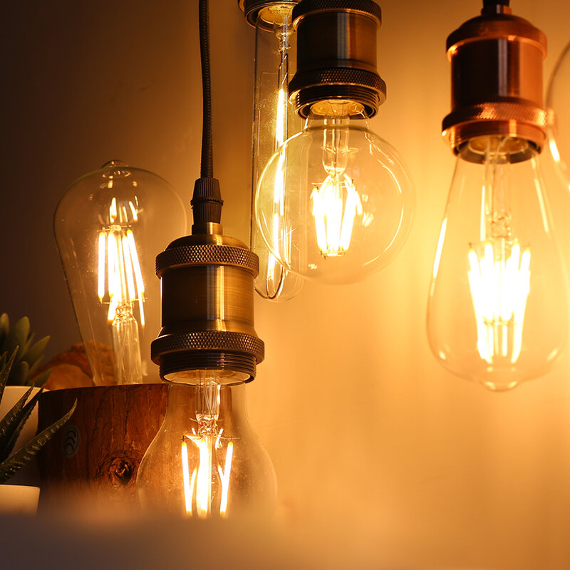 E27 Retro Vintage LED Edison Bulb Lamp 220V 240V Glass Light Bulb LED Filament Lamp A60 ST64 G45 G80 G95 G125 Candle Light