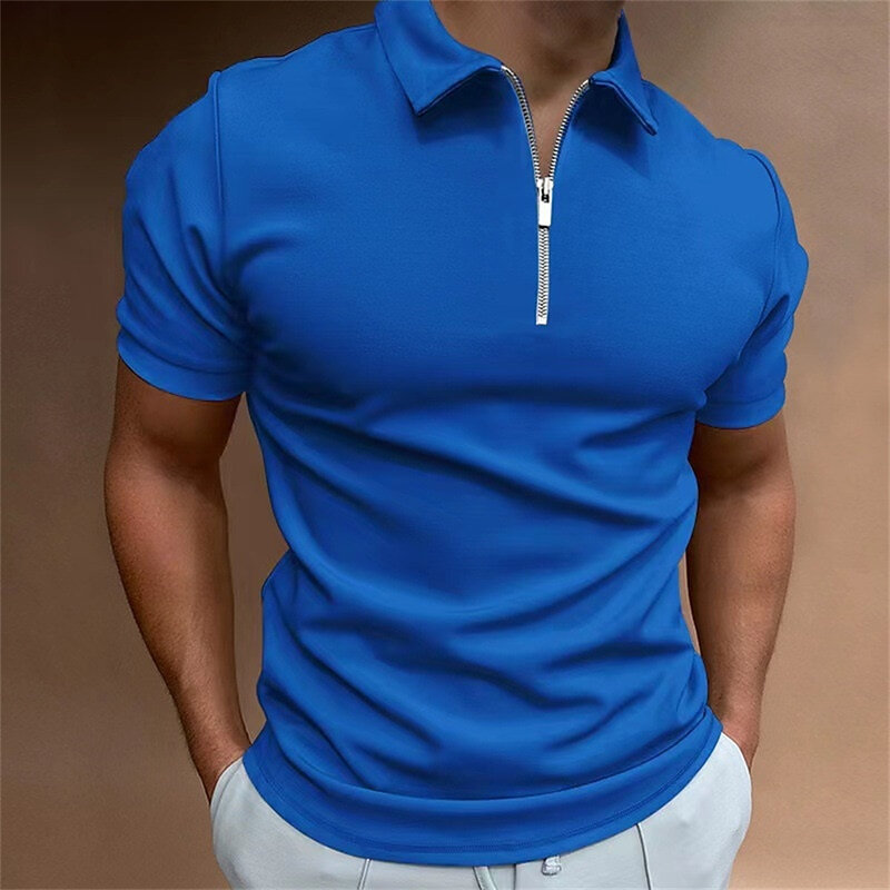 Eenvoudige Poloshirt Voor Mannen Effen Golfkleding Dagelijks Casual Hoge Kwaliteit Zip Polo Shirts Zomer Ademend Snel Droog Heren Kleding