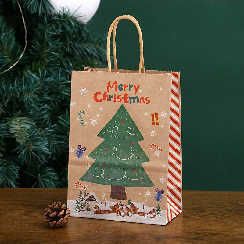 5PCS Creative Cartoon Christmas Gift Paper Bag Ins Style Exquisite Pattern Gift Bag Birthday Gift Packaging Bag Ornaments