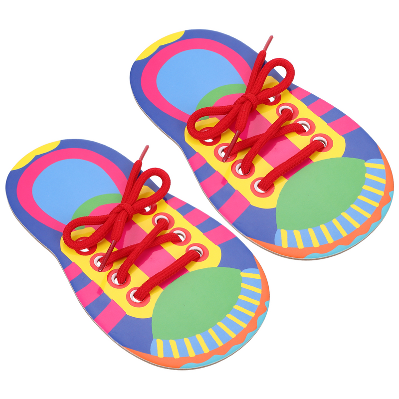 2 Pcs Painting Shoe Board Shoes Tying Practice Tie for Kids Toy Shoelaces up How Your Trainer Cloth Toddler