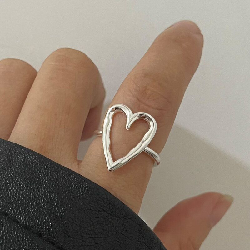 925 Sterling Silver Heart Wide Open Rings For Women Wedding Engagement Luxury Designer Jewelry Accessories Party Birthday Gift