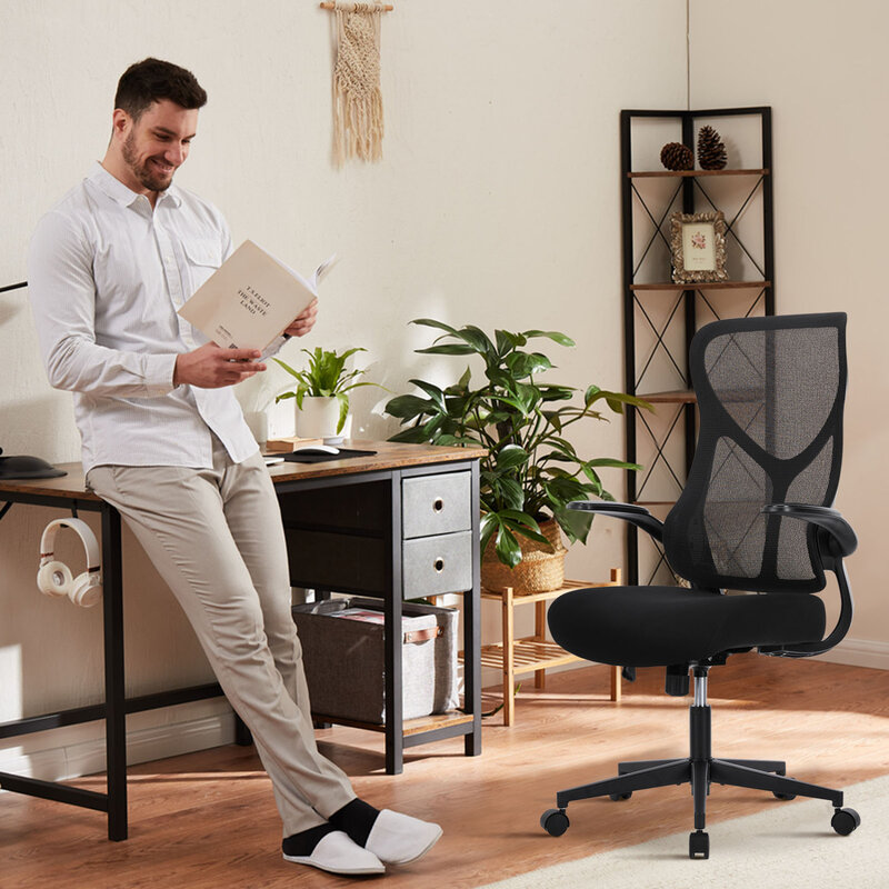 Удобное и стильное мягкое хрустящее офисное кресло с высокой спинкой и дышащей сеткой для компьютерного стола