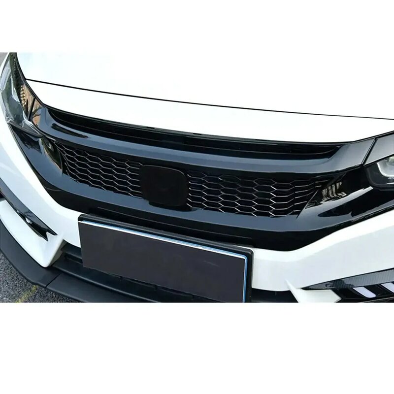 Czarny błyszczący przednia maska kratka siatkowa JDM-CTR styl sportowy dla Honda dla Civic 2016-2019 zestaw części zamiennych 10. Generacji