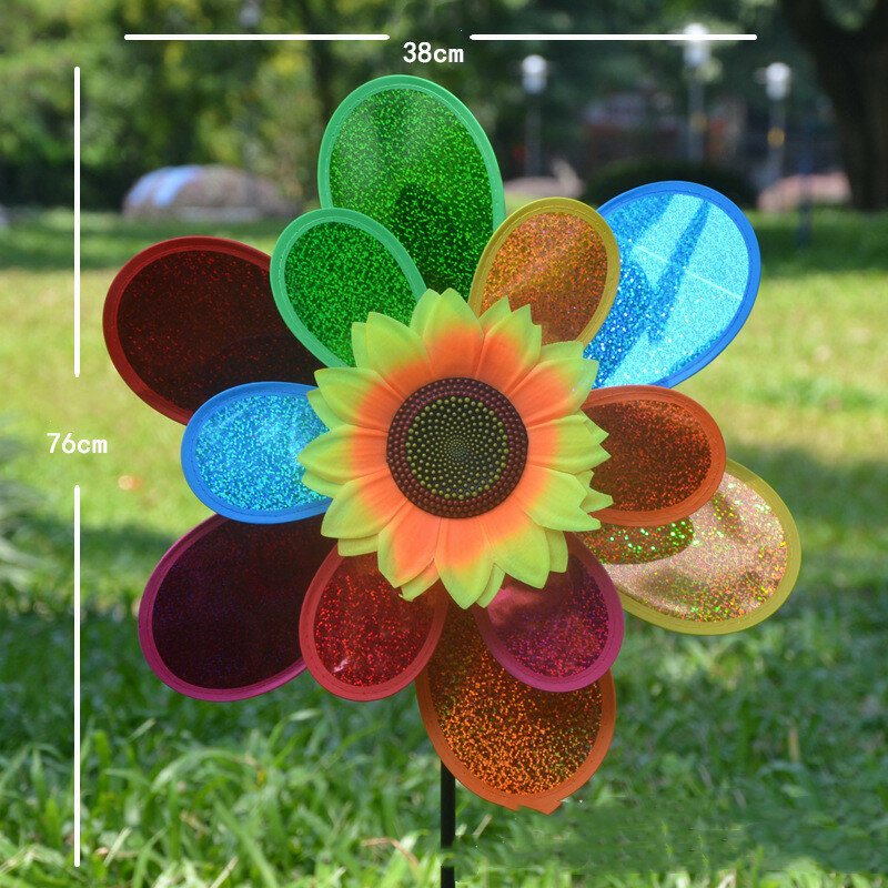 Dwuwarstwowa cekinowa odbicie słonecznik kolorowe wiatraki wiatraczek wiatraczek zabawka na trawnik ogrodowy wesele dekoracja